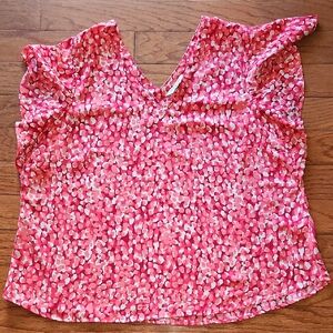 LIVERPOOL LOS ANGELES FLUTTER SLEEVE DOUBLE V-NECK TOP sz 2X